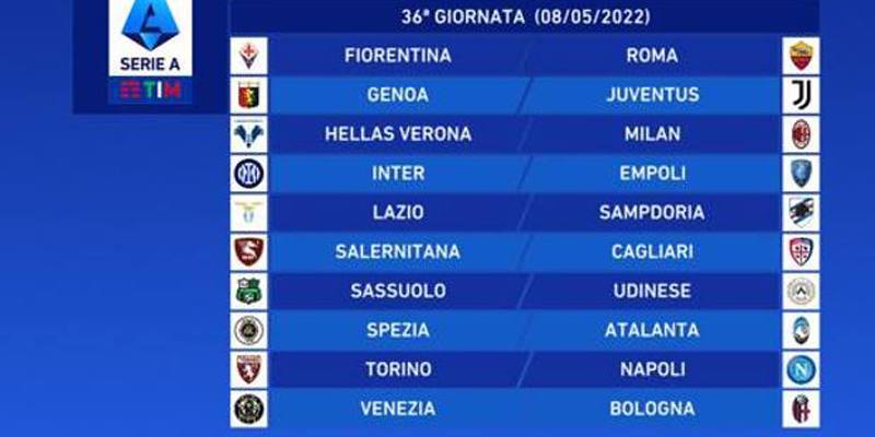 36esima giornata di Serie A 2021/2022: orari, dove vederle in TV e risultati