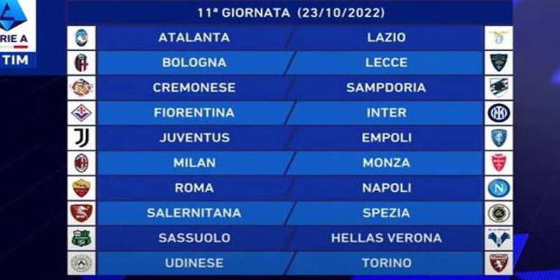 11esima giornata di Serie A 2022/2023: orari, dove vederle in TV e risultati