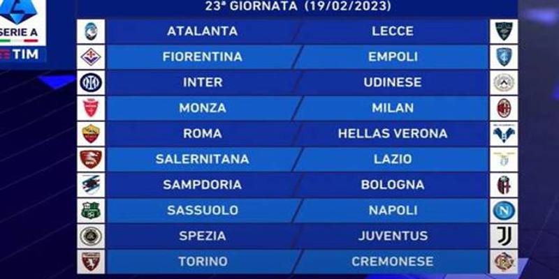 23esima giornata di Serie A 2022/2023: orari, dove vederle in TV e risultati