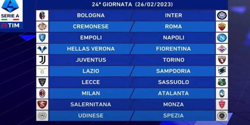 24esima giornata di Serie A 2022/2023: orari, dove vederle in TV e risultati