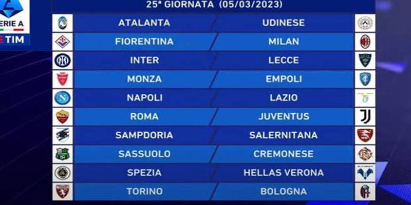 25esima giornata di Serie A 2022/2023: orari, dove vederle in TV e risultati