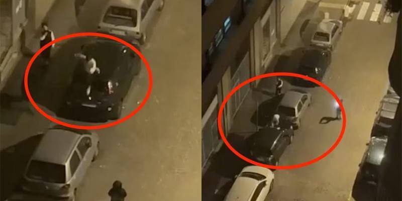 Corrono sui tetti delle auto parcheggiate per farsi i video a pochi metri dalla Questura di Napoli