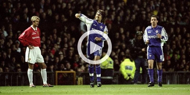 Il goal di Gabriel Batistuta in Manchester United-Fiorentina del 2000