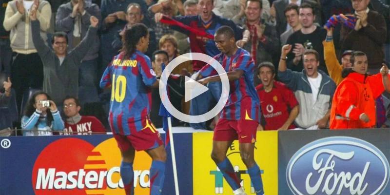 Il goal di Samuel Eto'o in Barcellona-Panathinaikos del 2005