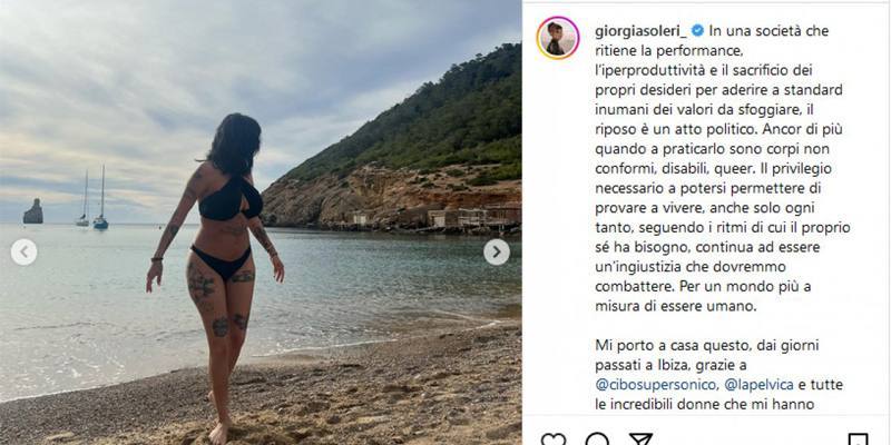 Le polemiche sulle parole usate da Giorgia Soleri per definire le sue vacanze a Ibiza: un atto politico