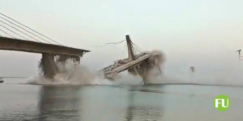 L’impressionante crollo del ponte in costruzione in India