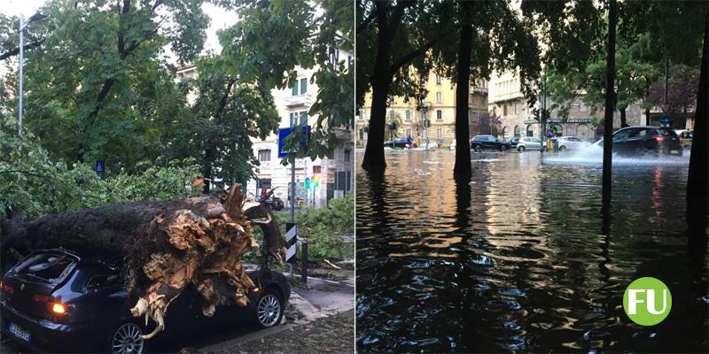 Un violento nubifragio si è abbattuto intorno alle 4 di mattina a Milano