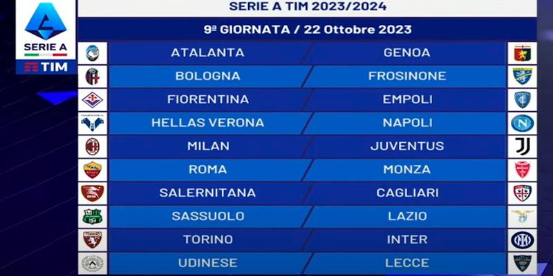 Nona giornata di Serie A 2023/2024: orari, dove vederle in TV e risultati