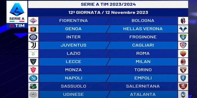 12esima giornata di Serie A 2023/2024: orari, dove vederle in TV e risultati