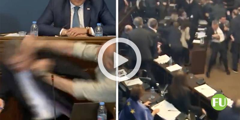 Il video della scazzottata al parlamento della Georgia 