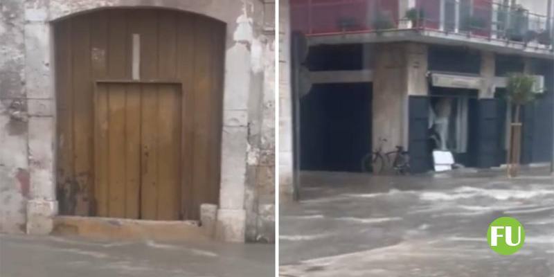 Il video del temporale a Bari che trasforma le strade in torrenti