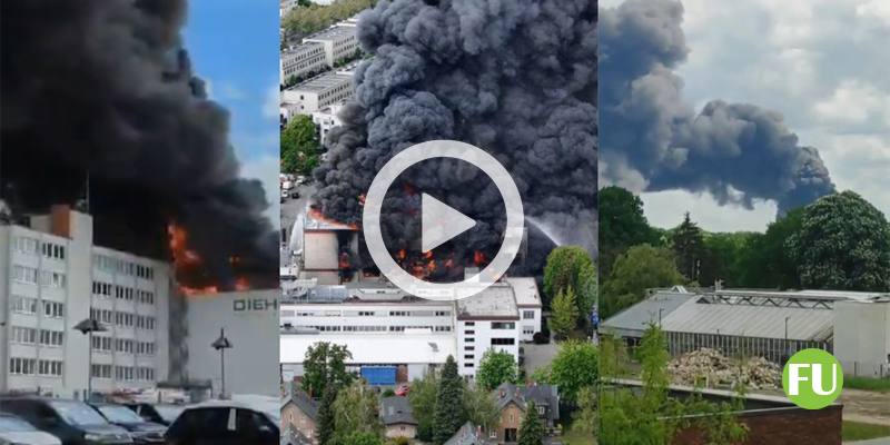 Il video dell'incendio in una fabbrica militare a Berlino
