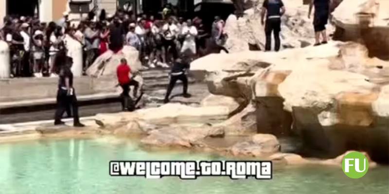 Il video del 27enne ucraino che si è arrampicato sulla Fontana di Trevi