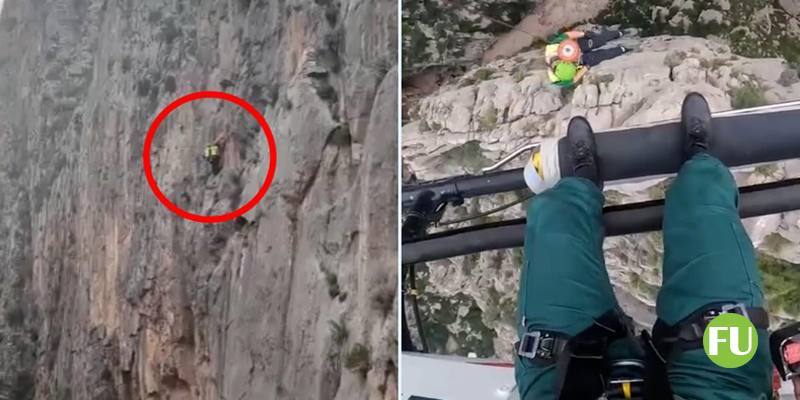 Il video del salvataggio dei tre scalatori bloccati su una parete di roccia di 200 metri