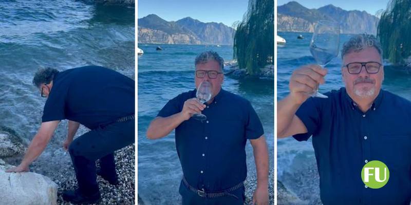 Il video del sindaco di Brenzone che beve l'acqua di lago di Garda