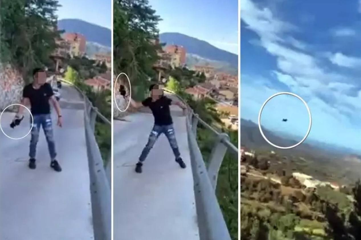 Lancia un gattino dal ponte e posta il video sui social