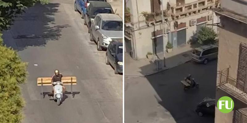 Palermo: ruba una panchina al parco e fugge in scooter