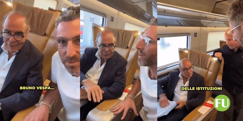 Il video di Matteo Gracis che contesta Bruno Vespa in treno