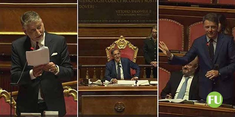 Lo scontro al Senato tra il ministro della Cultura Giuli e e Matteo Renzi