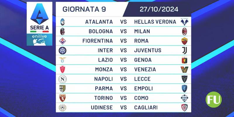 Nona giornata di Serie A 2024/2025: rose, probabili formazioni, titolari e riserve