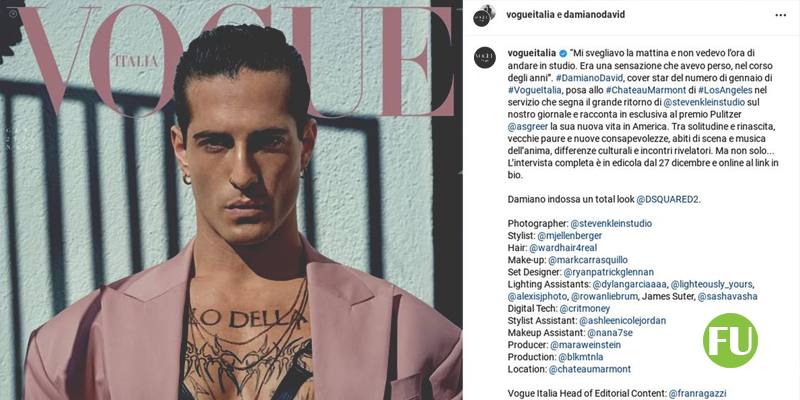 Damiano David si racconta su Vogue: Ero ossessionato dalla fama