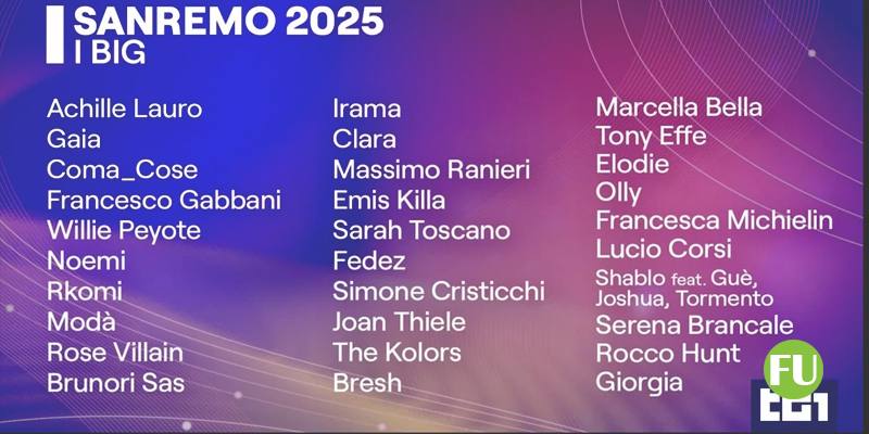 Sanremo 2025: i 30 cantanti in gara